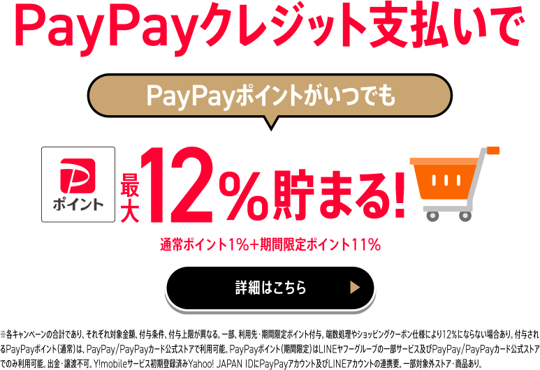 PayPayクレジット支払いでPayPayポイント貯まる